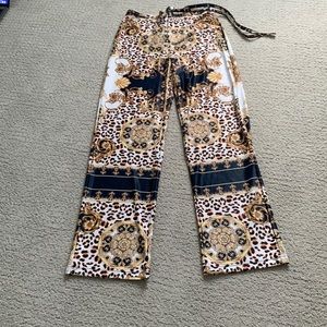 NWT Hot Miami Styles high waist, drawstring, Palazzo cover up pants S